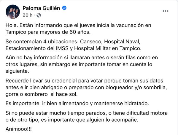 Desmienten vacunación contra COVID-19 en Tampico