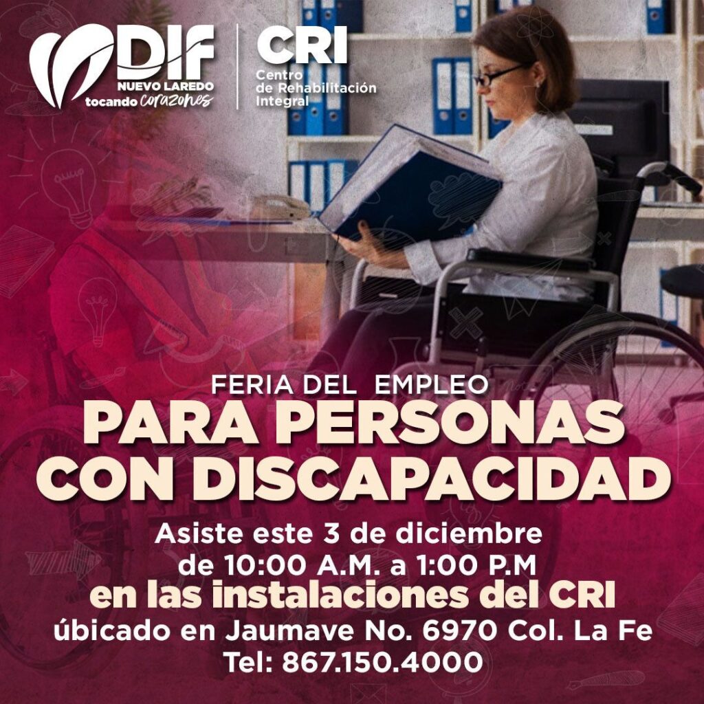 Invita DIF Nuevo Laredo a Feria del Empleo para personas con discapacidad 