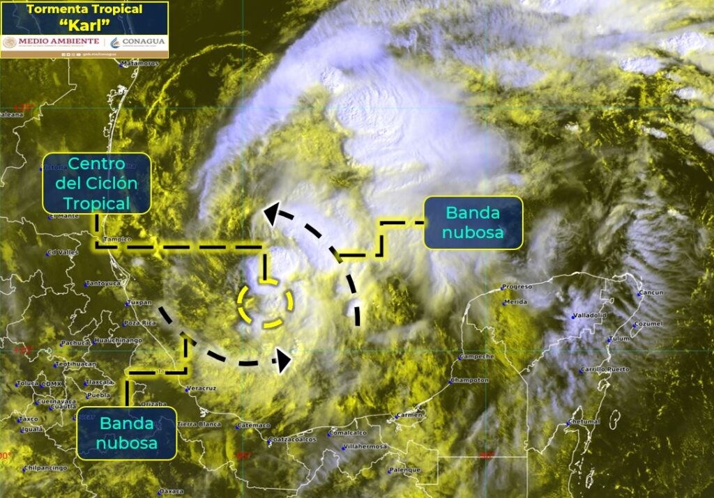 Tormenta tropical Karl ocasionará lluvias fuertes y oleaje elevado en Tamaulipas