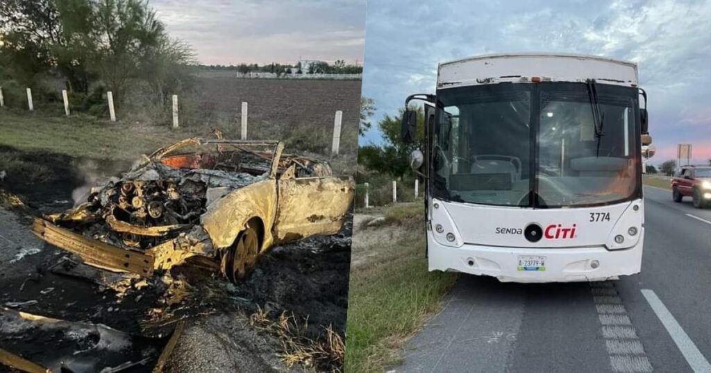 Choca contra autobús sobre la Matamoros-Reynosa; logran rescatarlo