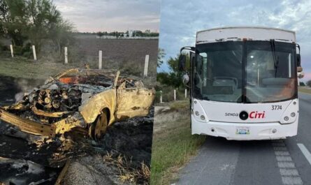 Choca contra autobús sobre la Matamoros-Reynosa; logran rescatarlo