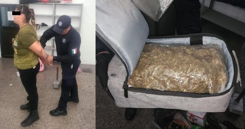 Detienen a mujer en la central de El Mante con mochila cargada de marihuana