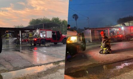 Apoya Protección Civil de Nuevo Laredo a sofocar incendio de Anáhuac, Nuevo León