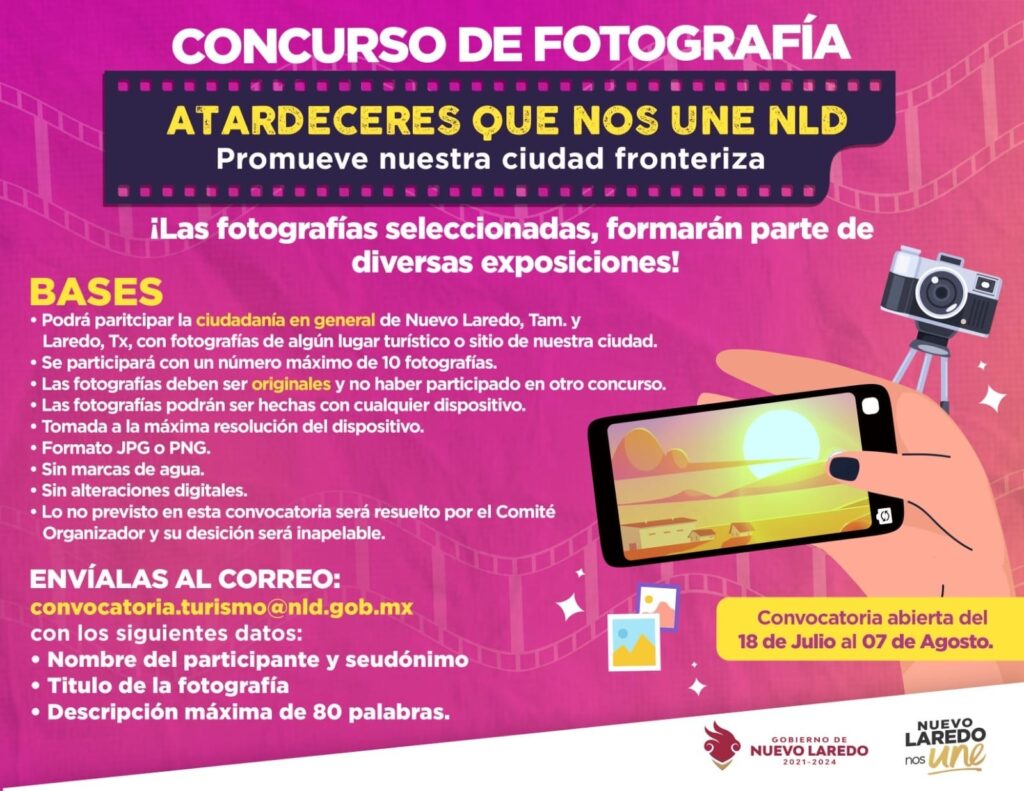 Lanza Gobierno de Nuevo Laredo convocatoria para concurso de fotografía