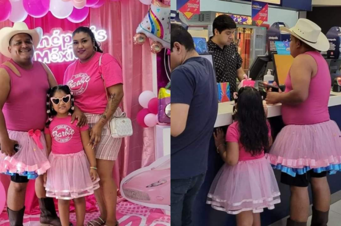 Un padre en Nuevo Laredo se viste de rosa y lleva a su hija al cine a ver «Barbie»