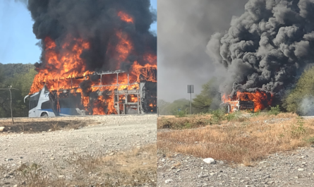 Pasajeros se salvan tras incendio de Autobús en Llera