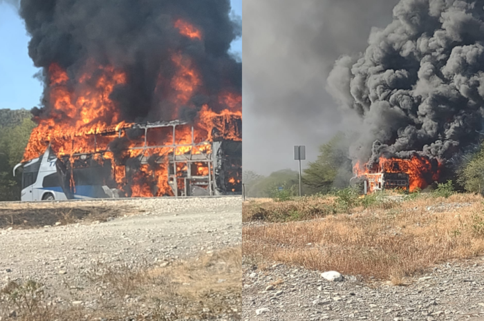 Pasajeros se salvan tras incendio de Autobús en Llera