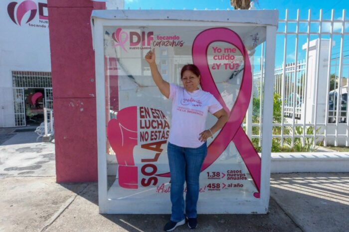 Instala DIF Nuevo Laredo por segundo año consecutivo cabina de concientización contra el cáncer de mama; invitan a tomarse la foto