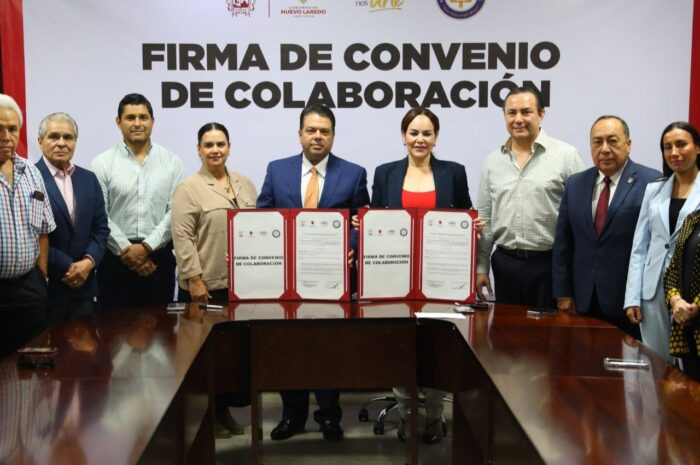 Firman Gobierno de Nuevo Laredo y Colegio de Notarios convenio de colaboración; apoyarán a personal de protección civil y trabajadores municipales
