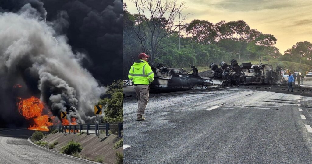 Dos muertos dejó choque de pipas en la carretera Tuxpan-Tampico