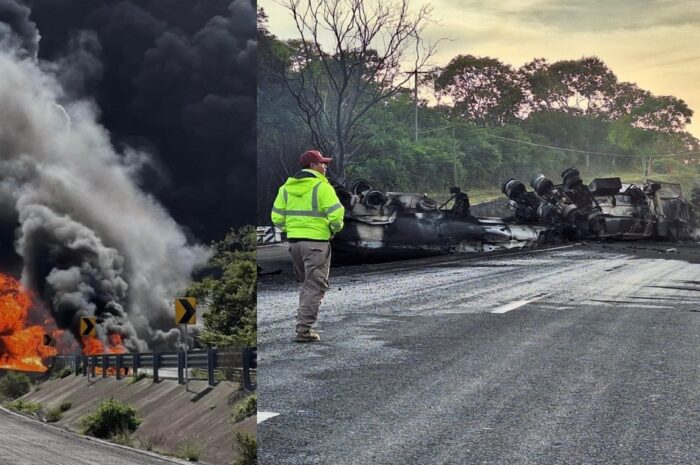 Dos muertos dejó choque de pipas en la carretera Tuxpan-Tampico