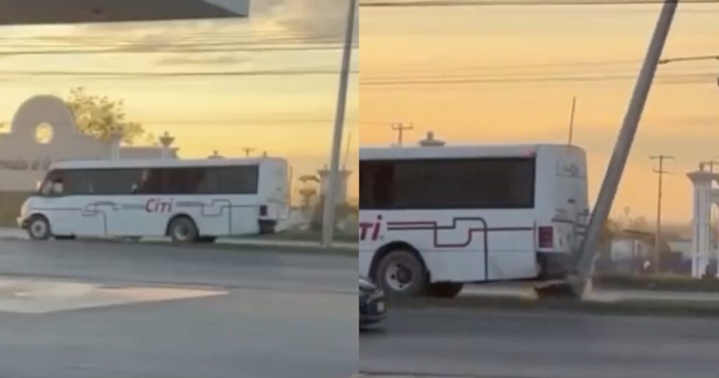 Grupos criminales usan autobuses para derribar cámaras del C5 en Reynosa