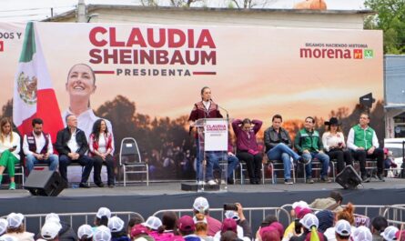 Abarrotan familias de Nuevo Laredo mitin de Claudia Sheinbaum