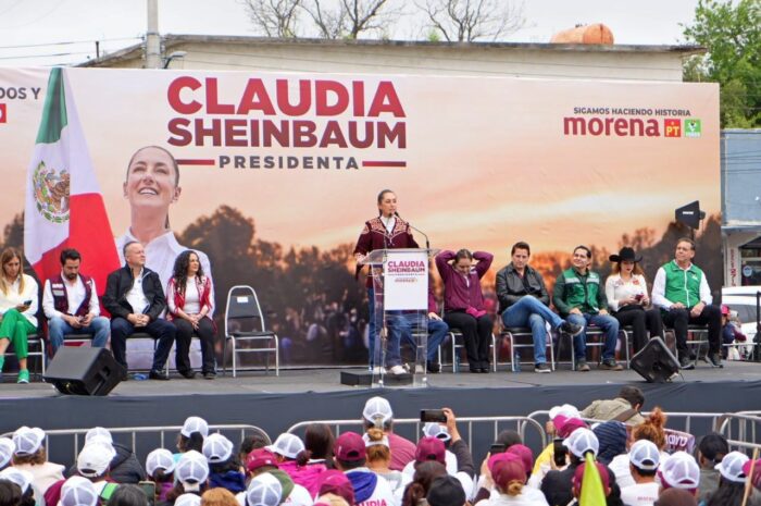 Abarrotan familias de Nuevo Laredo mitin de Claudia Sheinbaum