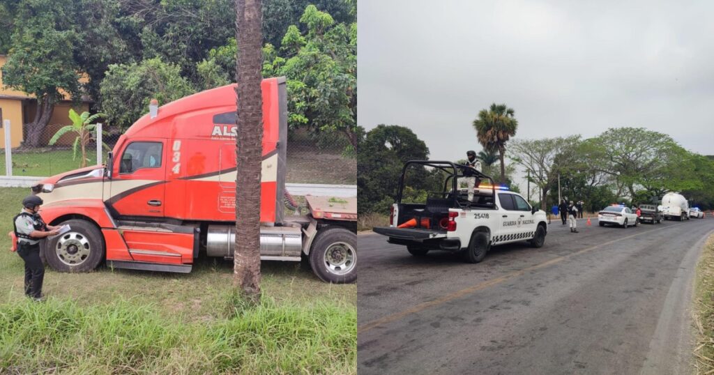 Derrapa tráiler de doble plataforma sobre la Mante-Victoria