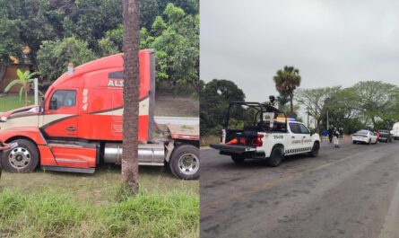 Derrapa tráiler de doble plataforma sobre la Mante-Victoria