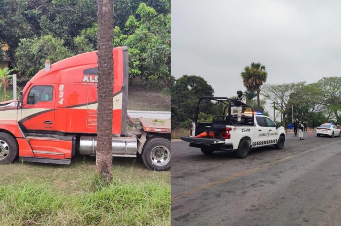 Derrapa tráiler de doble plataforma sobre la Mante-Victoria