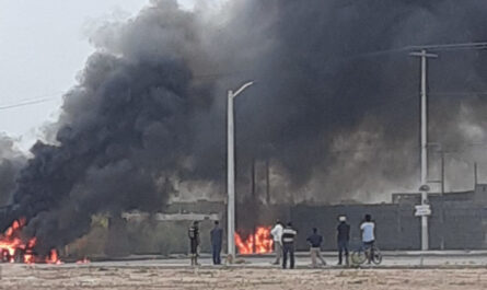 Accidente vial provoca incendio de pipa en Reynosa