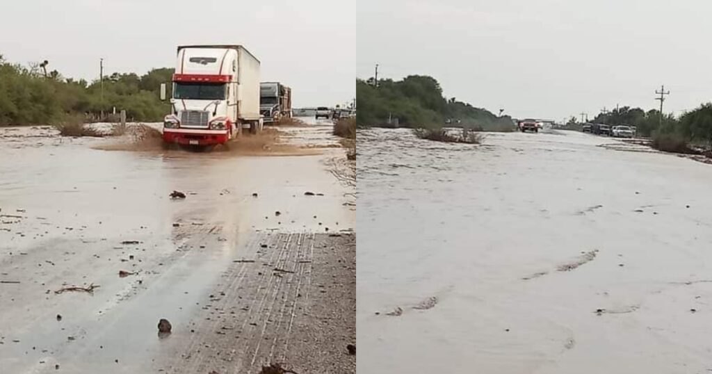 Fuerte lluvia en Tula provoca desborde de agua en la carretera