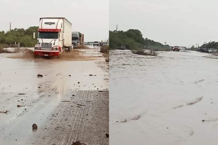 Fuerte lluvia en Tula provoca desborde de agua en la carretera