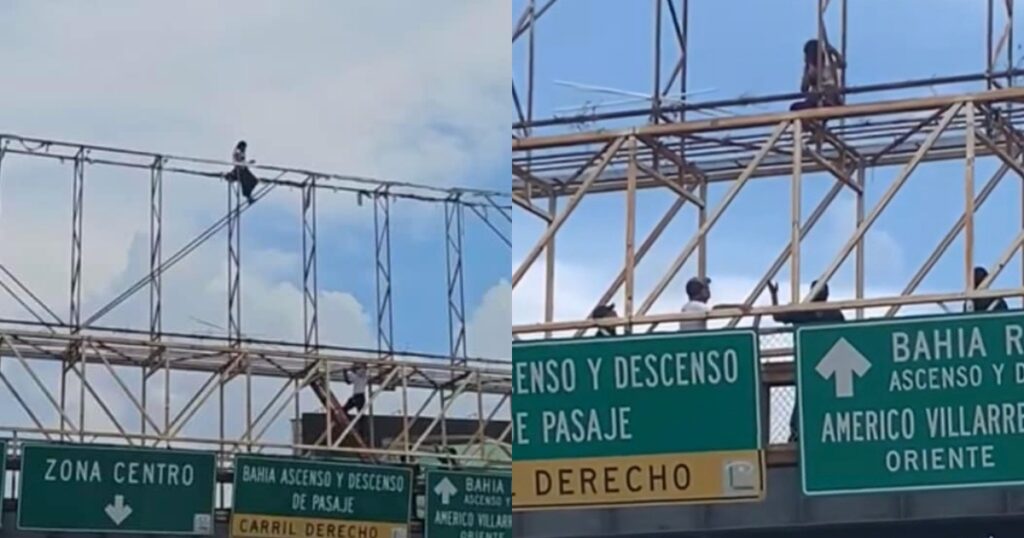 Rescatan a joven que intentó lanzarse desde un puente peatonal en Reynosa