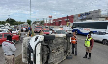 Choque múltiple y volcadura en Altamira deja un herido