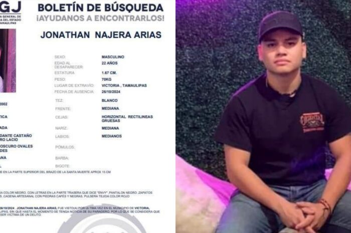 Buscan a Jonathan Nájera, desaparecido en Ciudad Victoria