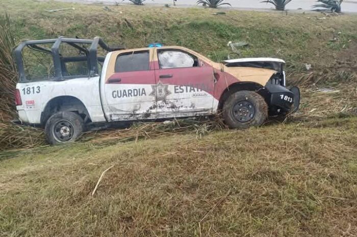 Volcadura de patrulla de la Guardia Estatal en Matamoros deja tres lesionados
