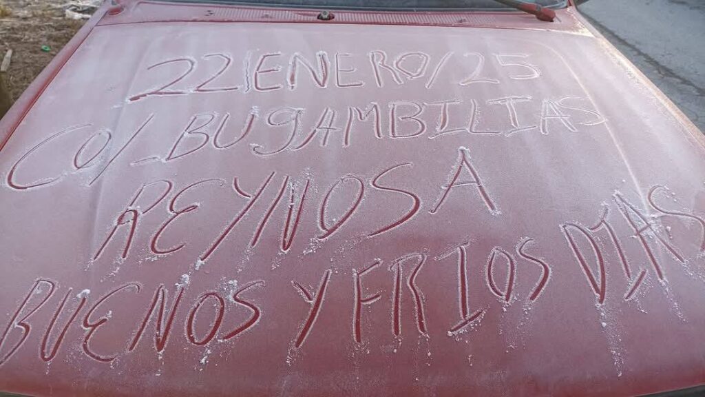 Reynosa amanece con temperaturas bajo cero y capas de hielo