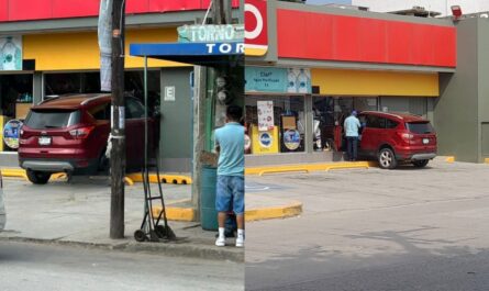 Adulto mayor estrella su camioneta contra un Oxxo en Tampico