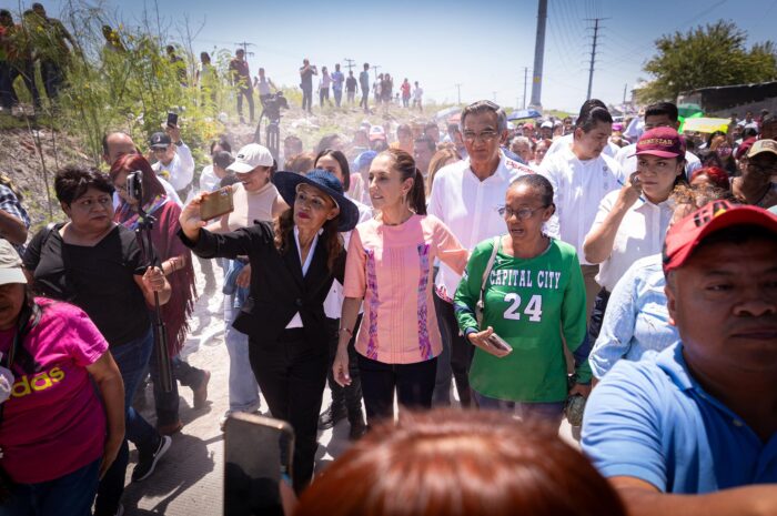 Claudia Sheinbaum visita zona afectada por inundaciones en Reynosa