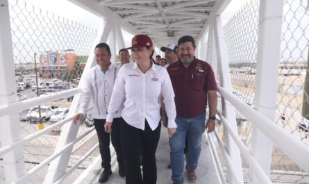 Inaugura alcaldesa Carmen Lilia Canturosas puente peatonal en Colinas del Sur