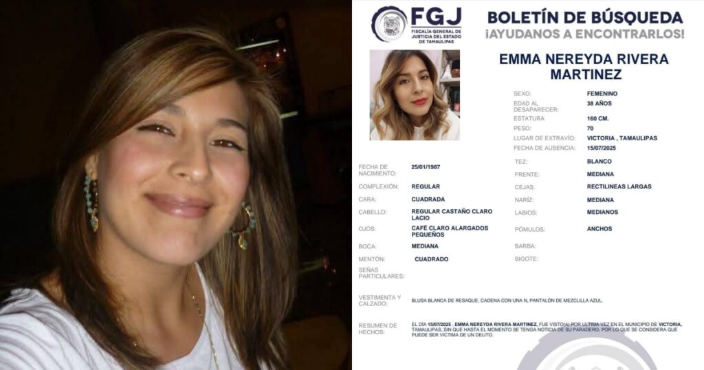 Desaparece empleada estatal en Ciudad Victoria; activan búsqueda oficial