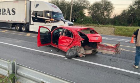 Dos heridos tras aparatoso accidente en la carretera Victoria–Monterrey