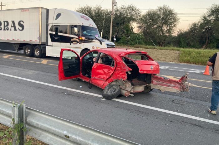 Dos heridos tras aparatoso accidente en la carretera Victoria–Monterrey