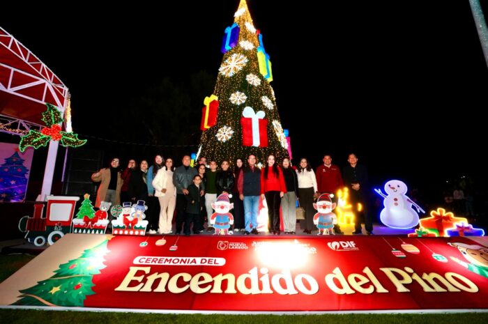 Brilla Nuevo Laredo: Carmen Lilia enciende el pino navideño e inaugura Viveros Mágico con 200 figuras gigantes y más de 200 mil luces LED