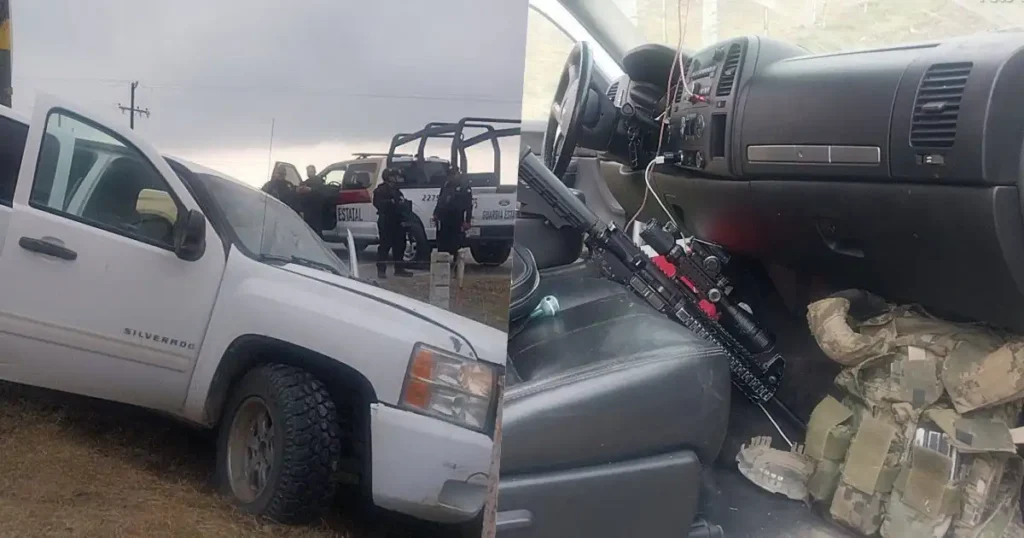 Aseguran vehículo con arma y ponchallantas tras persecución en Güémez