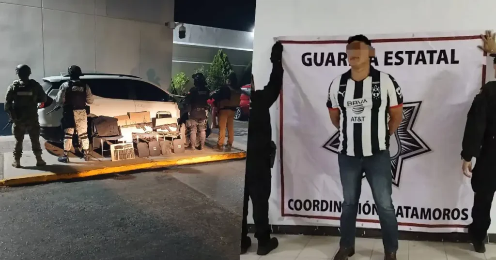 Aseguran armas en vehículo abandonado y detienen a presunto narcomenudista en Matamoros Aseguran armas y droga en operativos en Matamoros