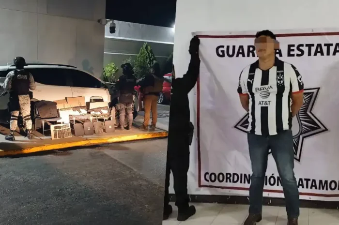 Aseguran armas en vehículo abandonado y detienen a presunto narcomenudista en Matamoros