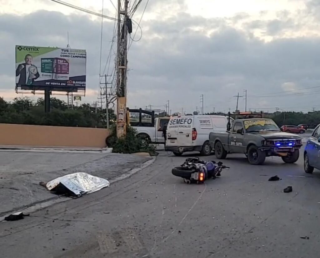 Motociclista muere tras ser arrollado por transporte que huyó en Reynosa